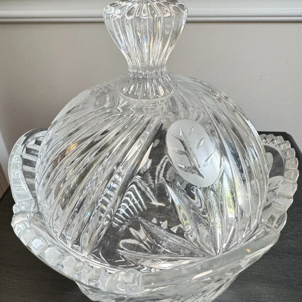 Rare Vintage Clarenbridge Irish Crystal‎ Covered Candy Bowl w/ Box